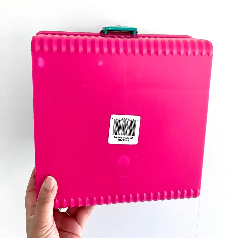 Vintage 80’s Sassaby pink & purple makeup travel tote organizer holder